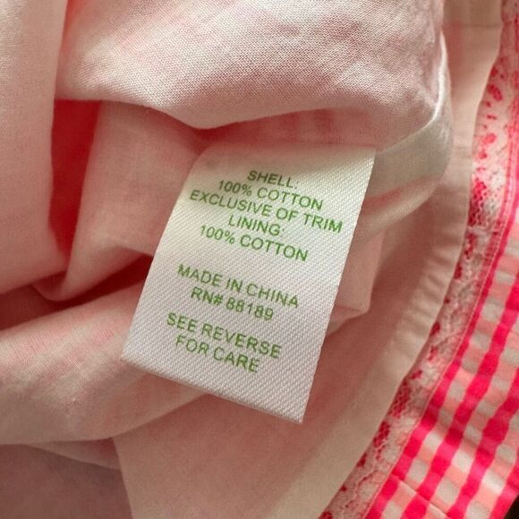 Lilly Pulitzer Lowe Dress Fiesta Pink Pretty Gingham Strapless Peplum Size 0 - Picture 5 of 6
